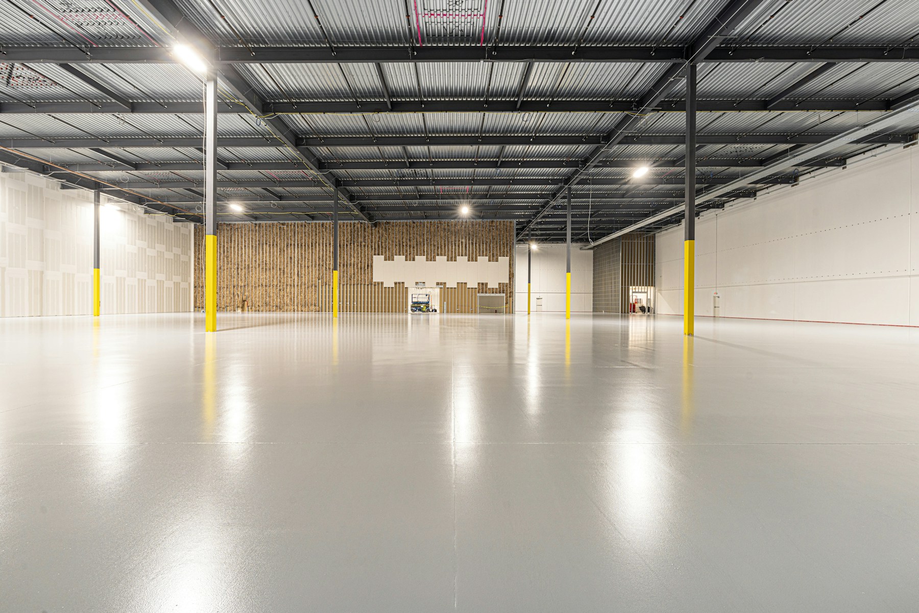 Commercial warehouse with a clean polished concrete floor