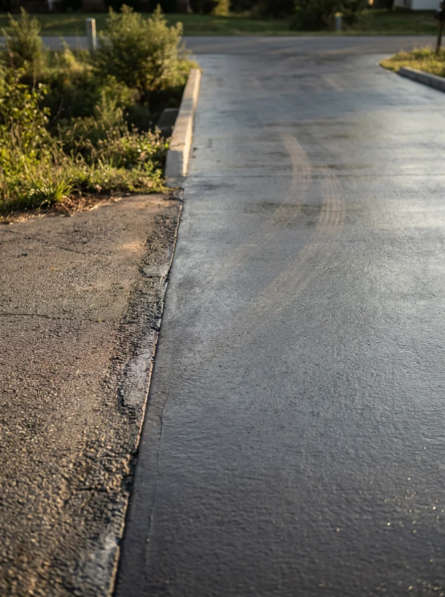 Concrete driveway in Taylorsville after grind-and-seal treatment, protected against freeze-thaw and road salt damage